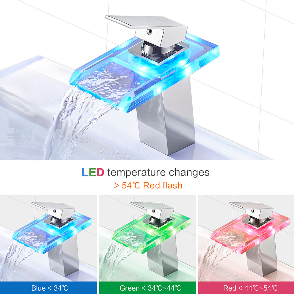 Waterfall Faucet LED Colour Changing Tap Waterfall Faucet LED Colour Changing Tap