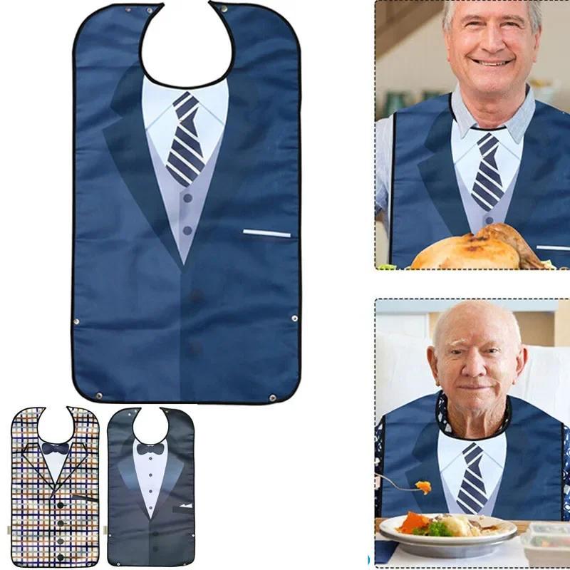 Waterproof Adult Bibs for Eating Washable Apron Reusable Clothing Protector with Crumb Catcher For Elderly Men Women Waterproof Adult Bibs for Eating Washable Apron Reusable Clothing Protector with Crumb Catcher For Elderly Men Women