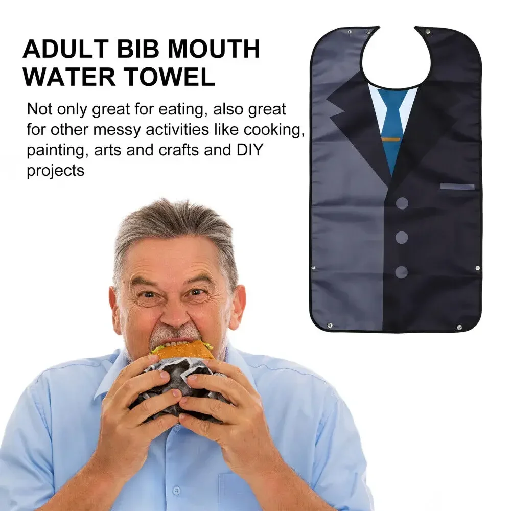 Waterproof Adult Bibs for Eating Washable Apron Reusable Clothing Protector with Crumb Catcher For Elderly Men Women