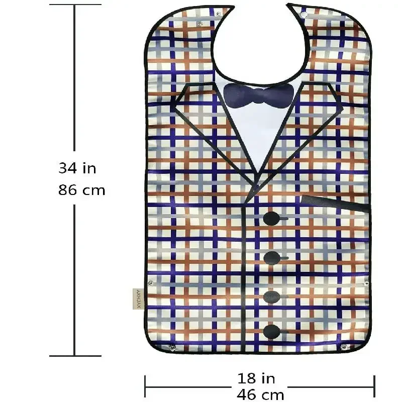 Waterproof Adult Bibs for Eating Washable Apron Reusable Clothing Protector with Crumb Catcher For Elderly Men Women