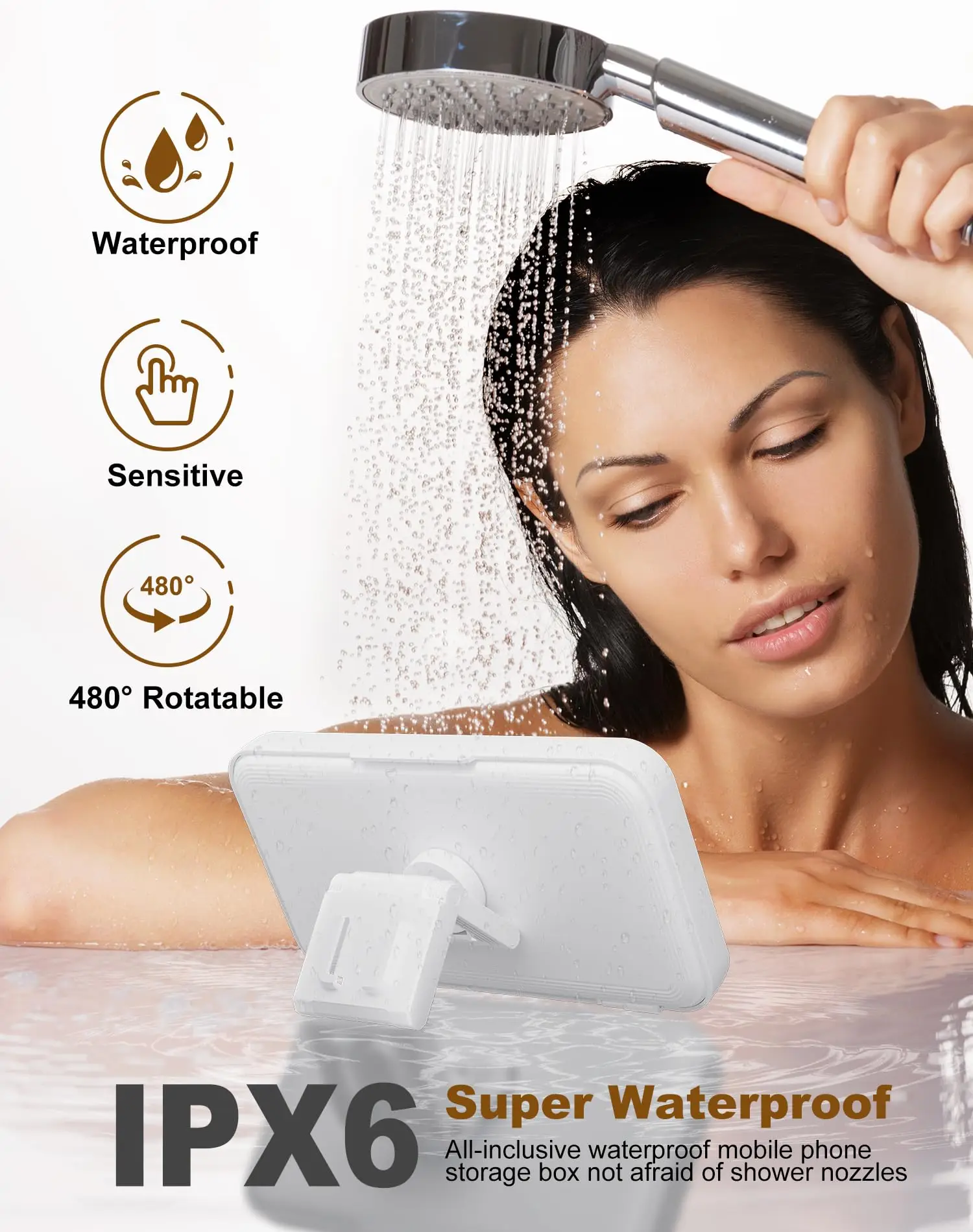 Waterproof Anti Fog Shower Holder for Phone