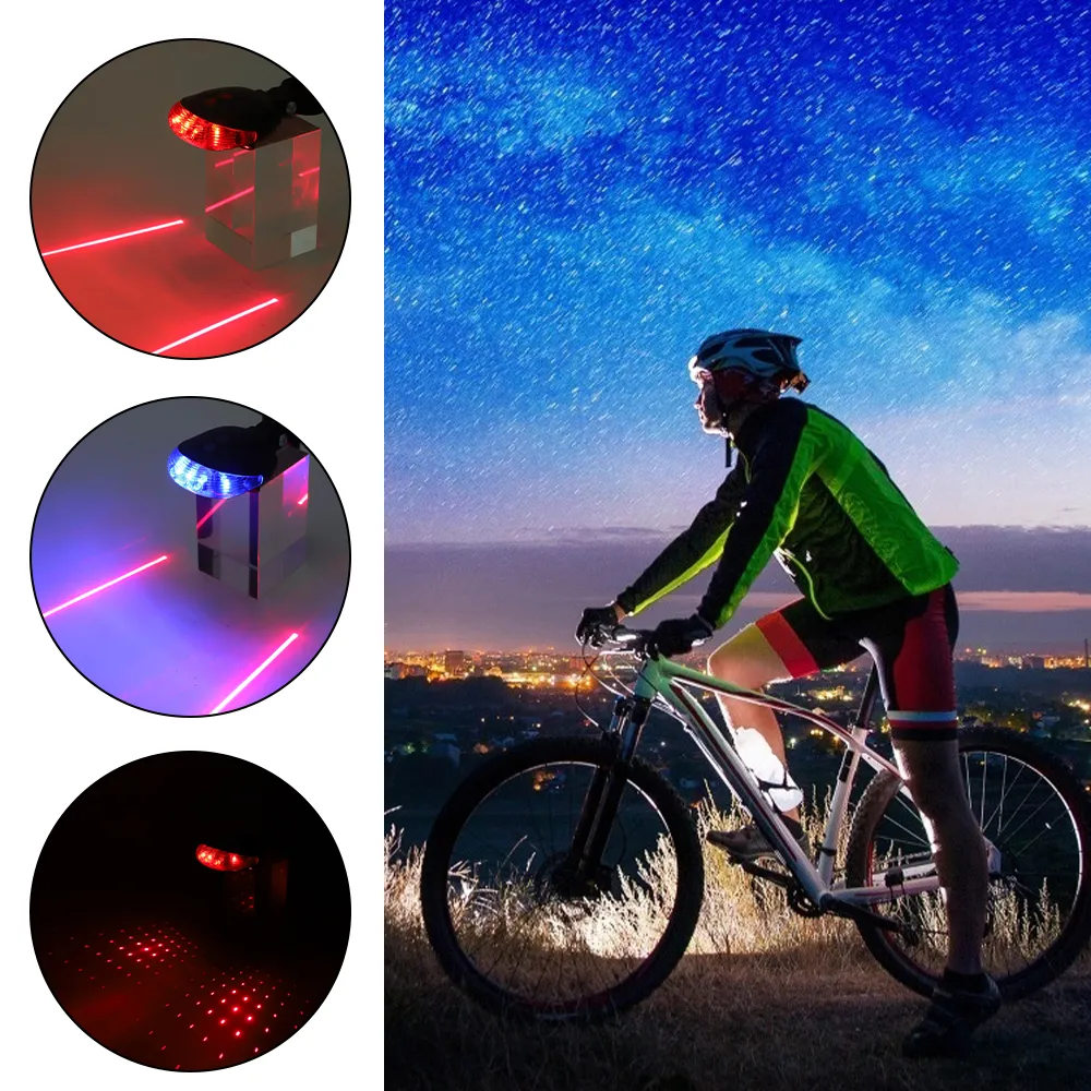 Waterproof Bicycle Cycling Lights Taillights LED Laser Safety Warning Bicycle Lights Bicycle Tail Bicycle Accessories