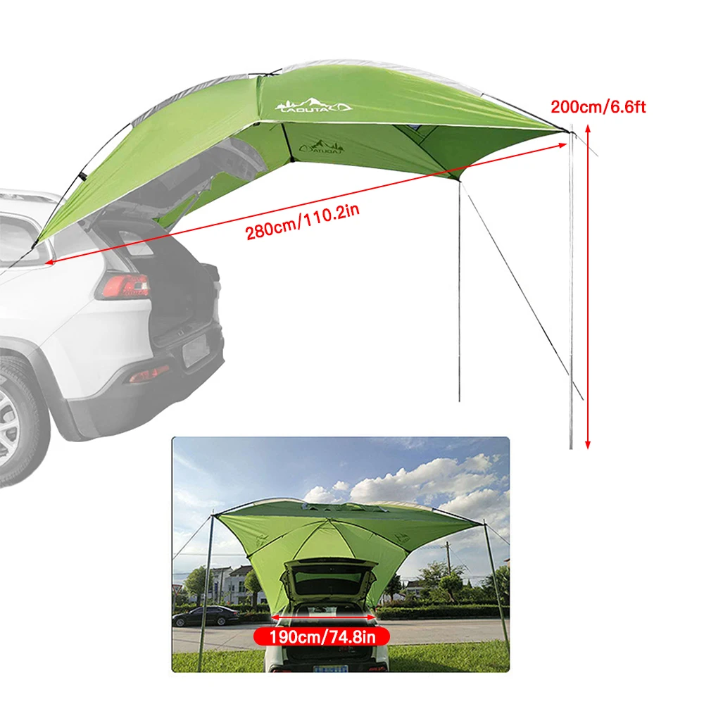 Waterproof Car Rear Tent Camping Shelter Outdoor Car Tent Beach Sun Shelter Awning Shelter Automobile Rooftop Rain
