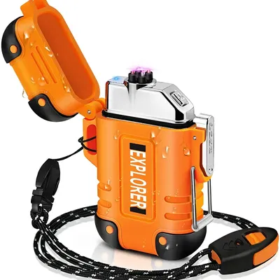 Waterproof Double Arc Lighter USB Rechargeable Windproof Plasma Lighter Outdoor Camping Flameless Waterproof Double Arc Lighter USB Rechargeable Windproof Plasma Lighter Outdoor Camping Flameless