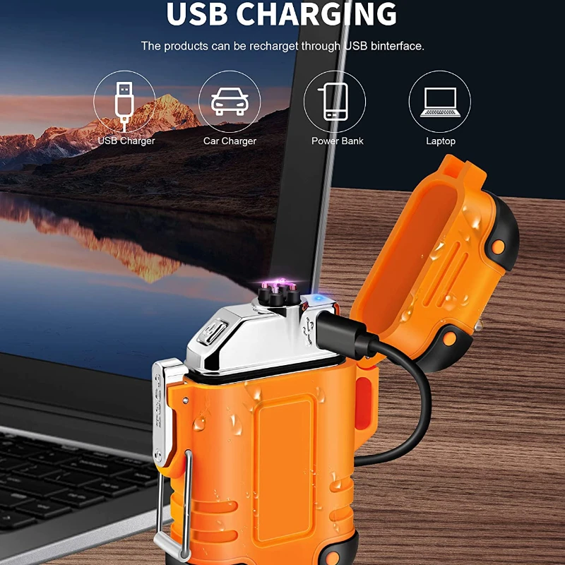 Waterproof Double Arc Lighter USB Rechargeable Windproof Plasma Lighter Outdoor Camping Flameless Waterproof Double Arc Lighter USB Rechargeable Windproof Plasma Lighter Outdoor Camping Flameless