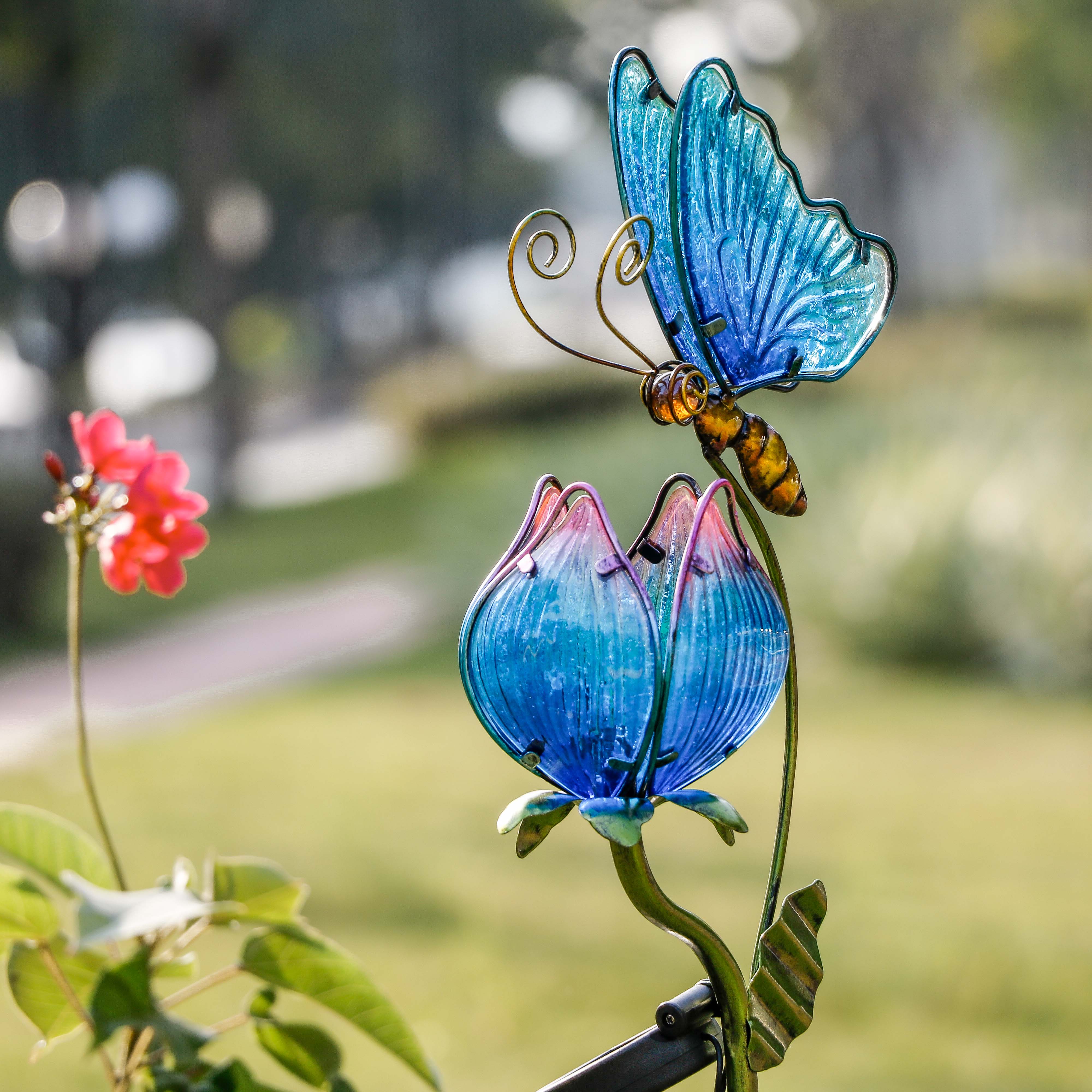 Waterproof Garden Solar Butterfly Light with Flower Waterproof Garden Solar Butterfly Light with Flower