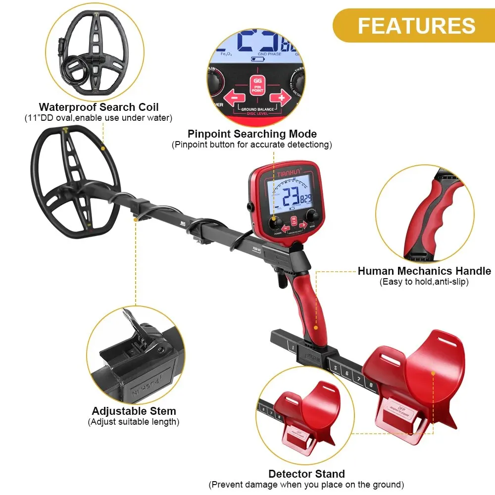 Waterproof Metal Detector Gold Metal Detector High Performance Underground Metal Detector Finder Treasure Hunter Gold Waterproof Metal Detector Gold Metal Detector High Performance Underground Metal Detector Finder Treasure Hunter Gold