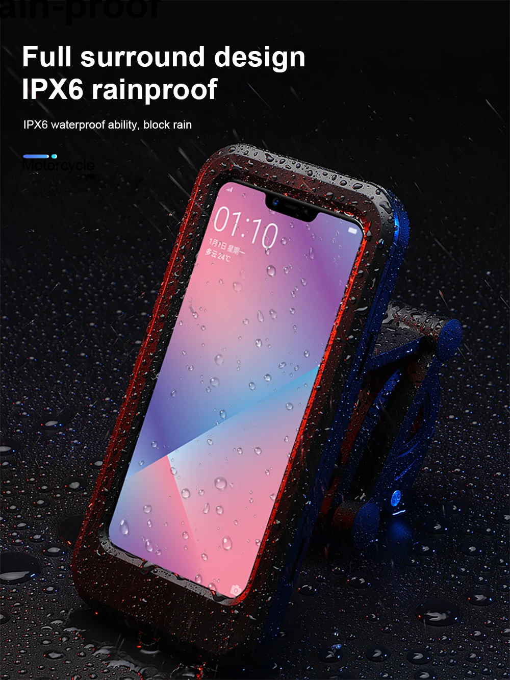 Waterproof Motorcycle Bike Mobile Phone Holder Support Universal Bicycle GPS 360° Swivel Adjustable Motorcycle