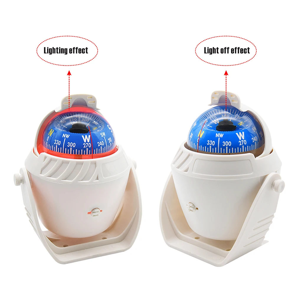 Waterproof Nautical Compass Sea Pivoting Marine Boat Compass With Electronic LED Night Light For Marine Navigation