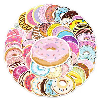 Waterproof PVC Donut Stickers (50pcs) Waterproof PVC Donut Stickers (50pcs)