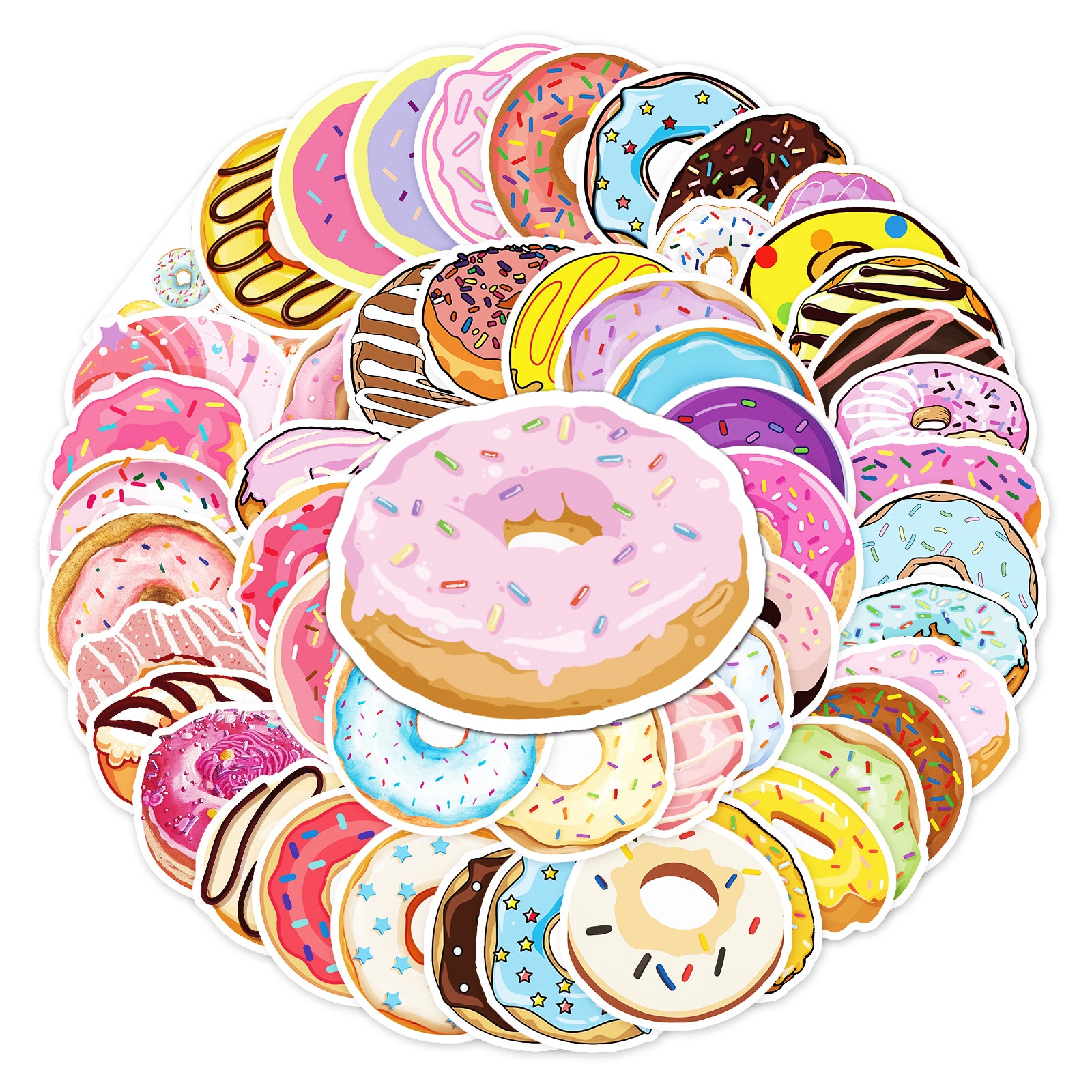 Waterproof PVC Donut Stickers (50pcs) Waterproof PVC Donut Stickers (50pcs)