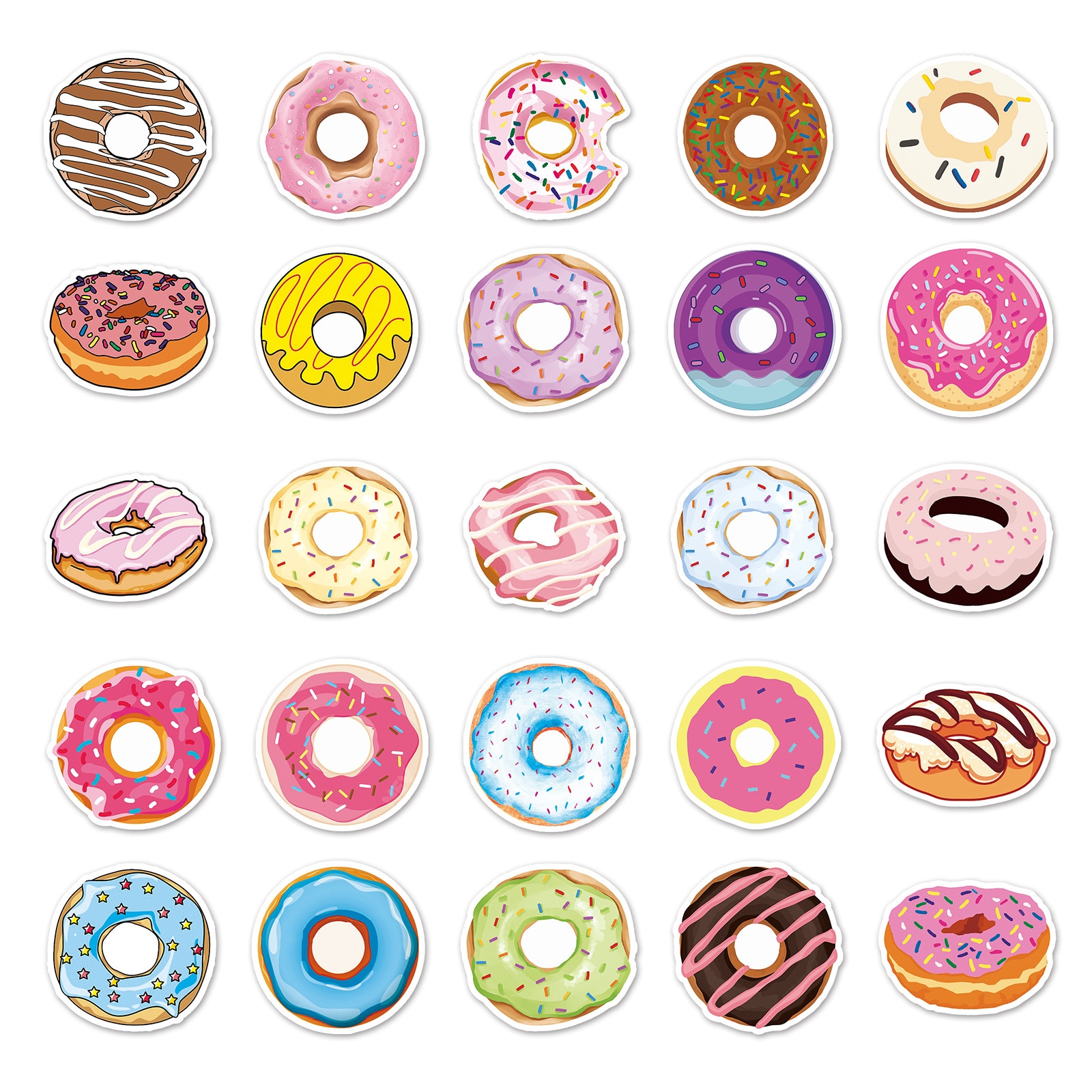 Waterproof PVC Donut Stickers (50pcs) Waterproof PVC Donut Stickers (50pcs)