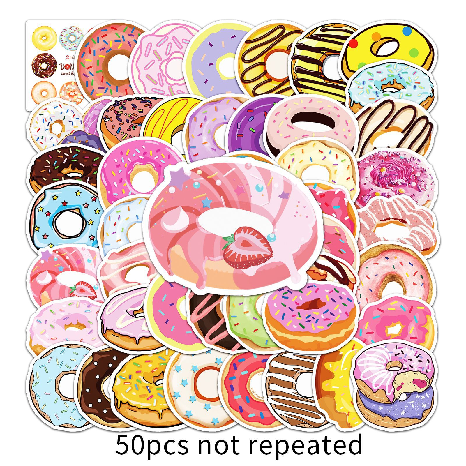 Waterproof PVC Donut Stickers (50pcs) Waterproof PVC Donut Stickers (50pcs)