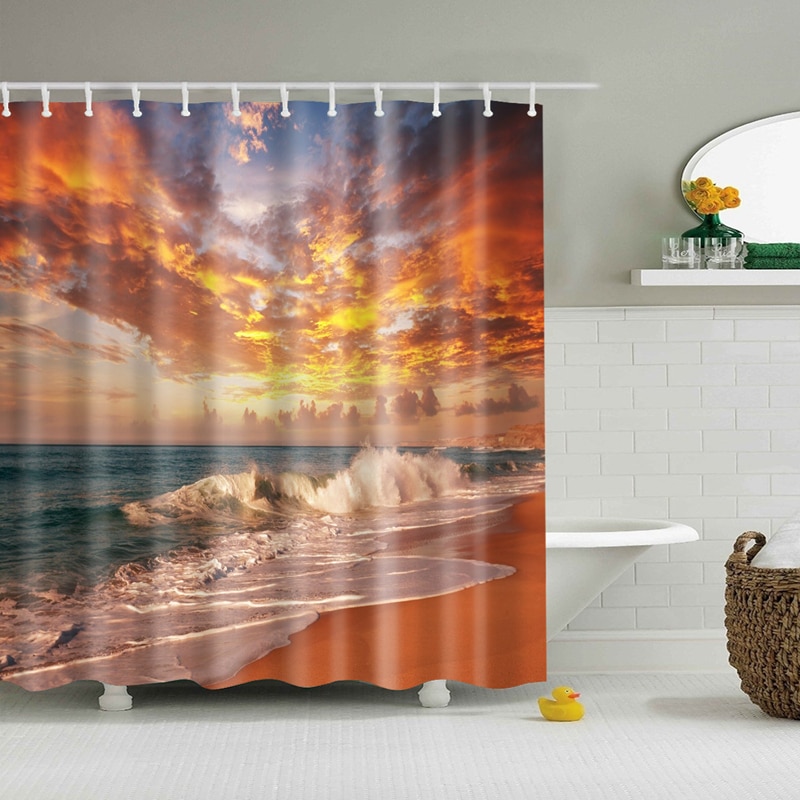 Waterproof Shower Curtain Beach Design Waterproof Shower Curtain Beach Design