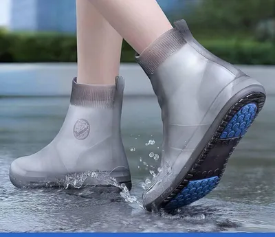 Waterproof Silicone Shoe Cover High Top Rain Boots Cover Non-slip Shoes Protector Outdoor Reusable Thickened Footwear