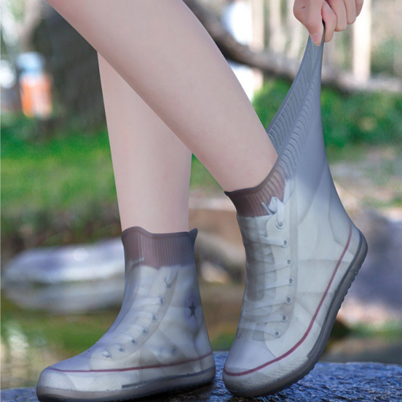 Waterproof Silicone Shoe Cover High Top Rain Boots Cover Non-slip Shoes Protector Outdoor Reusable Thickened Footwear