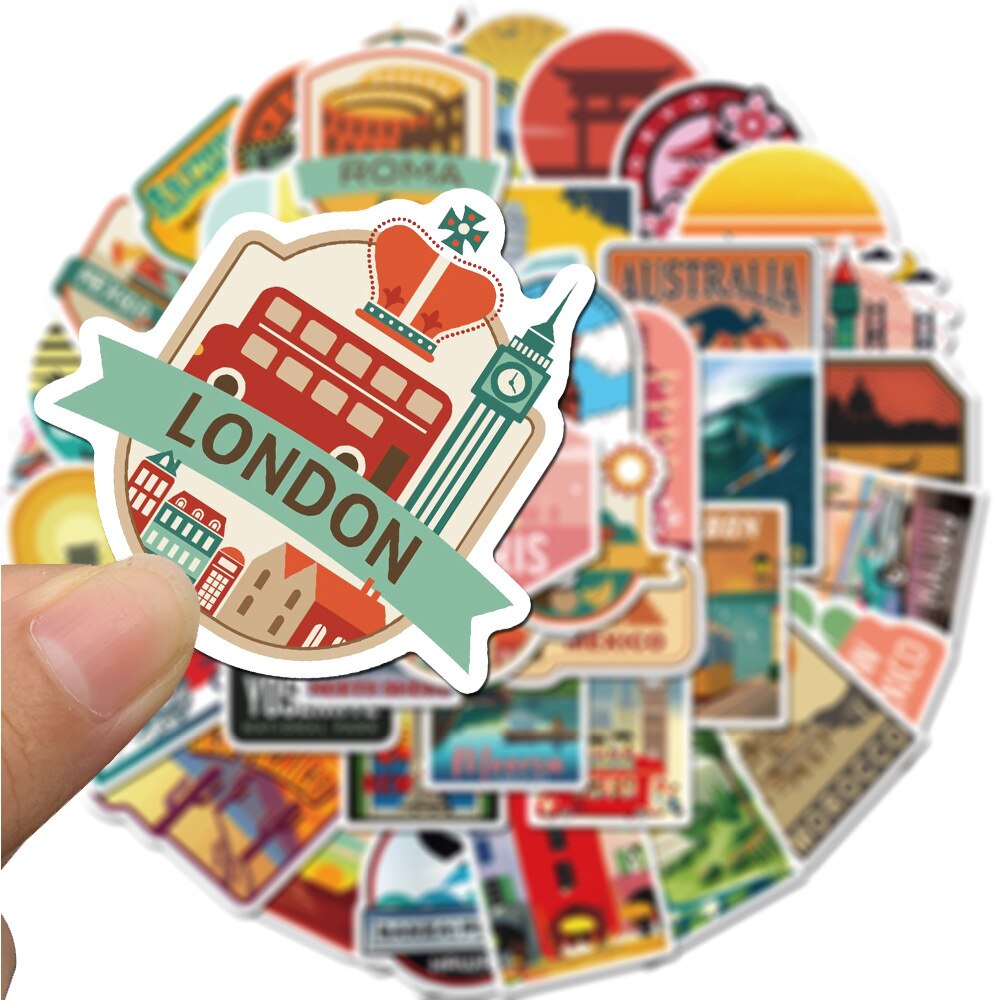 Waterproof Suitcase Travel Stickers (50pcs)