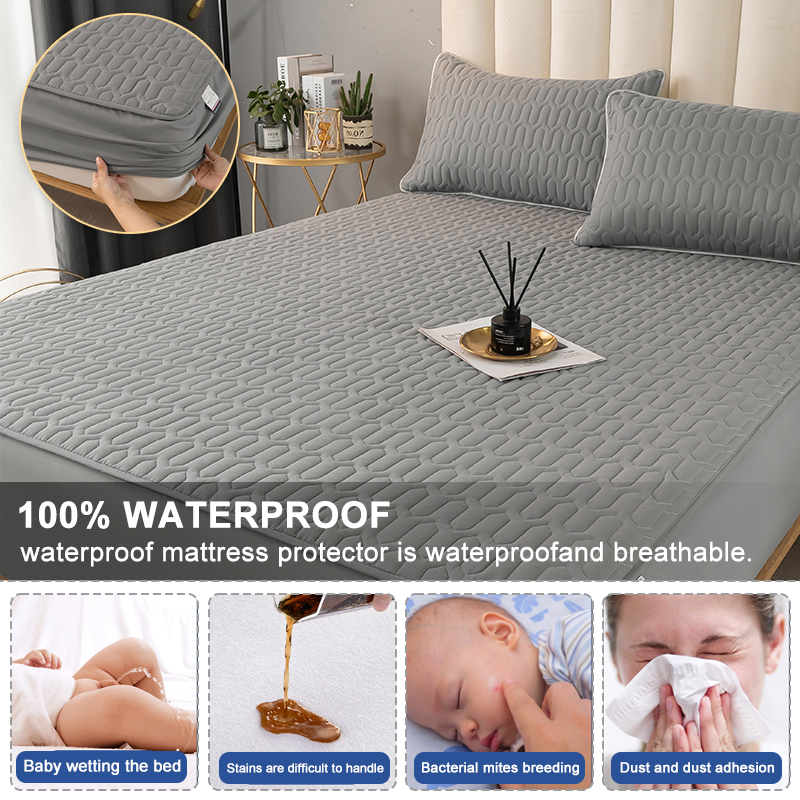 Waterproof Thicken Mattress Pad Protector Adjustable Fitted Sheets Bed Covers Anti-bacterial Pad for Bed Waterproof Thicken Mattress Pad Protector Adjustable Fitted Sheets Bed Covers Anti-bacterial Pad for Bed