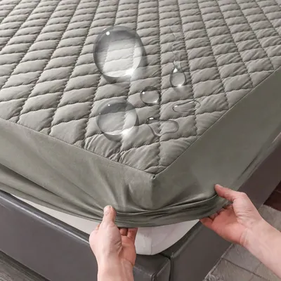 Waterproof Throw Mattress Cover Bed Fitted Sheet Mattress Protector Single/Double/140/160 Muti Size Gray/White Waterproof Throw Mattress Cover Bed Fitted Sheet Mattress Protector Single/Double/140/160 Muti Size Gray/White