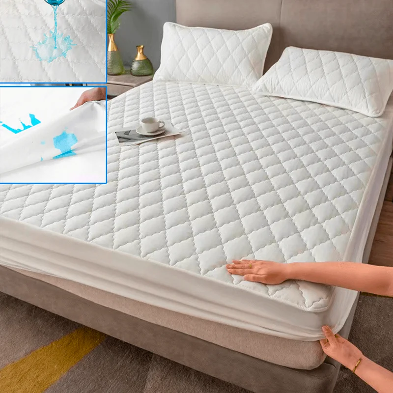 Waterproof Throw Mattress Cover Bed Fitted Sheet Mattress Protector Single/Double/140/160 Muti Size Gray/White Waterproof Throw Mattress Cover Bed Fitted Sheet Mattress Protector Single/Double/140/160 Muti Size Gray/White