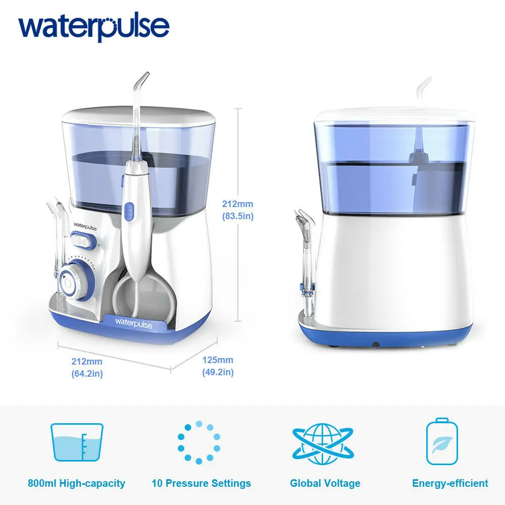 Waterpulse V300G Oral Irrigator 5pcs Tips Dental Water Flosser Electric Cleaner 800ml Oral Hygiene Dental Flosser For