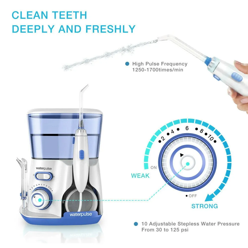Waterpulse V300G Oral Irrigator 5pcs Tips Dental Water Flosser Electric Cleaner 800ml Oral Hygiene Dental Flosser For