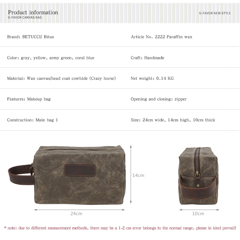 Waxed Canvas Dopp Kit Bag for Men Waxed Canvas Dopp Kit Bag for Men
