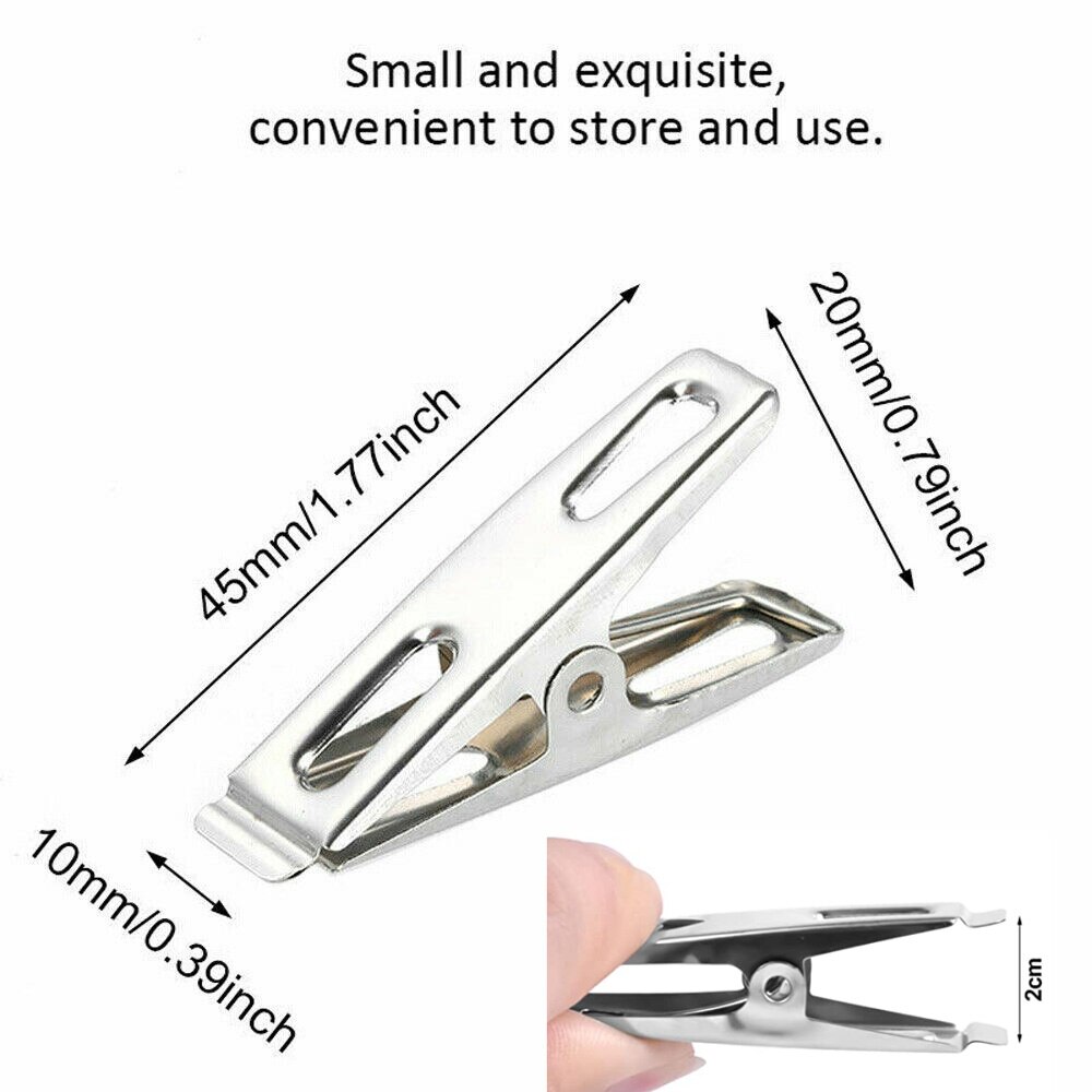 Wear Resistant Stainless Steel Clips for Clothes (20 pcs)