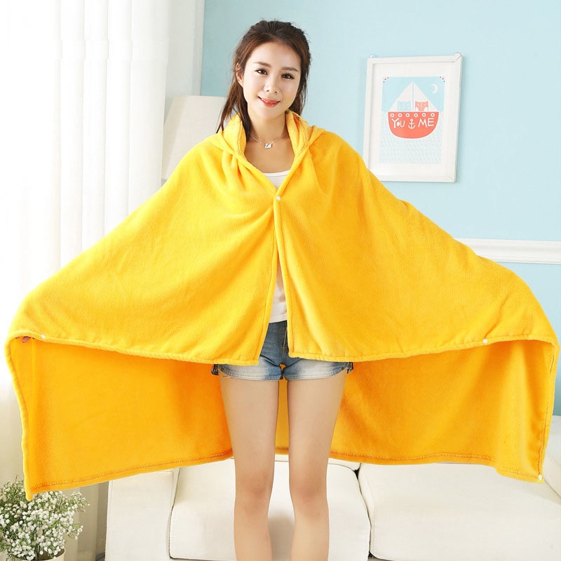 Wearable Blanket Velvet Hooded Cape