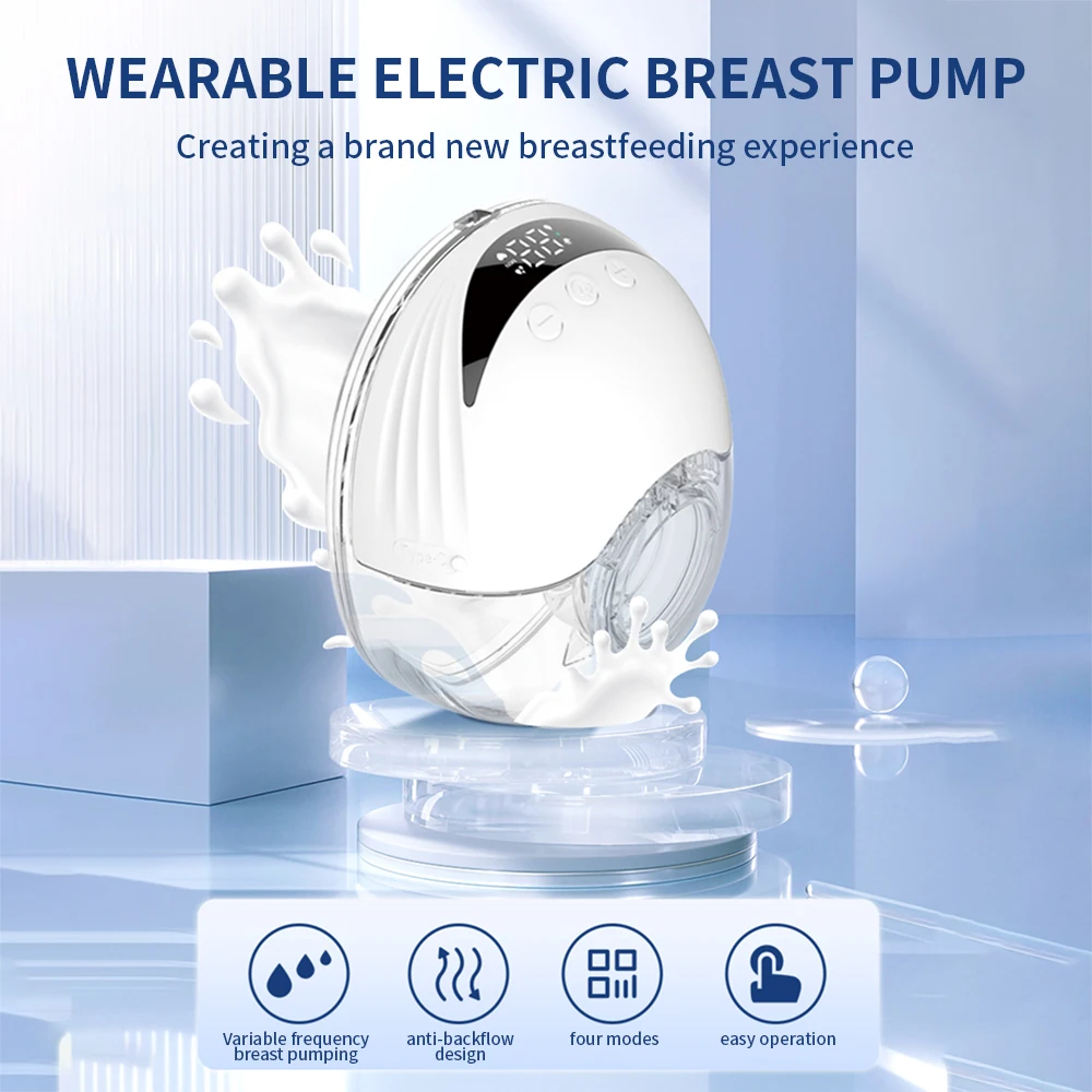 Wearable Breast Pump Hands Free Electric Breast Pumps Comfort Milk Collector Lightweight with LED Display 4 Modes & 12 Wearable Breast Pump Hands Free Electric Breast Pumps Comfort Milk Collector Lightweight with LED Display 4 Modes & 12