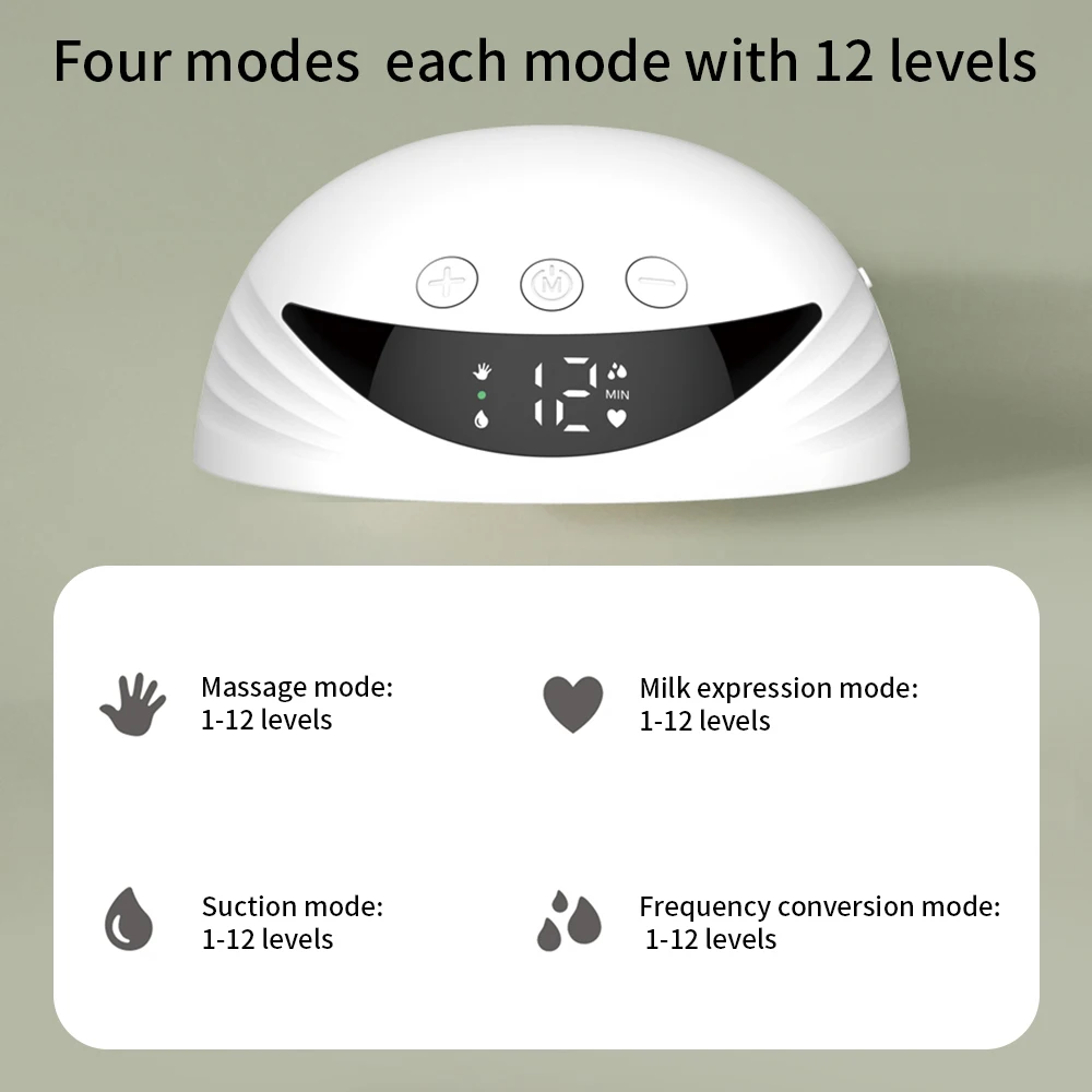 Wearable Breast Pump Hands Free Electric Breast Pumps Comfort Milk Collector Lightweight with LED Display 4 Modes & 12 Wearable Breast Pump Hands Free Electric Breast Pumps Comfort Milk Collector Lightweight with LED Display 4 Modes & 12