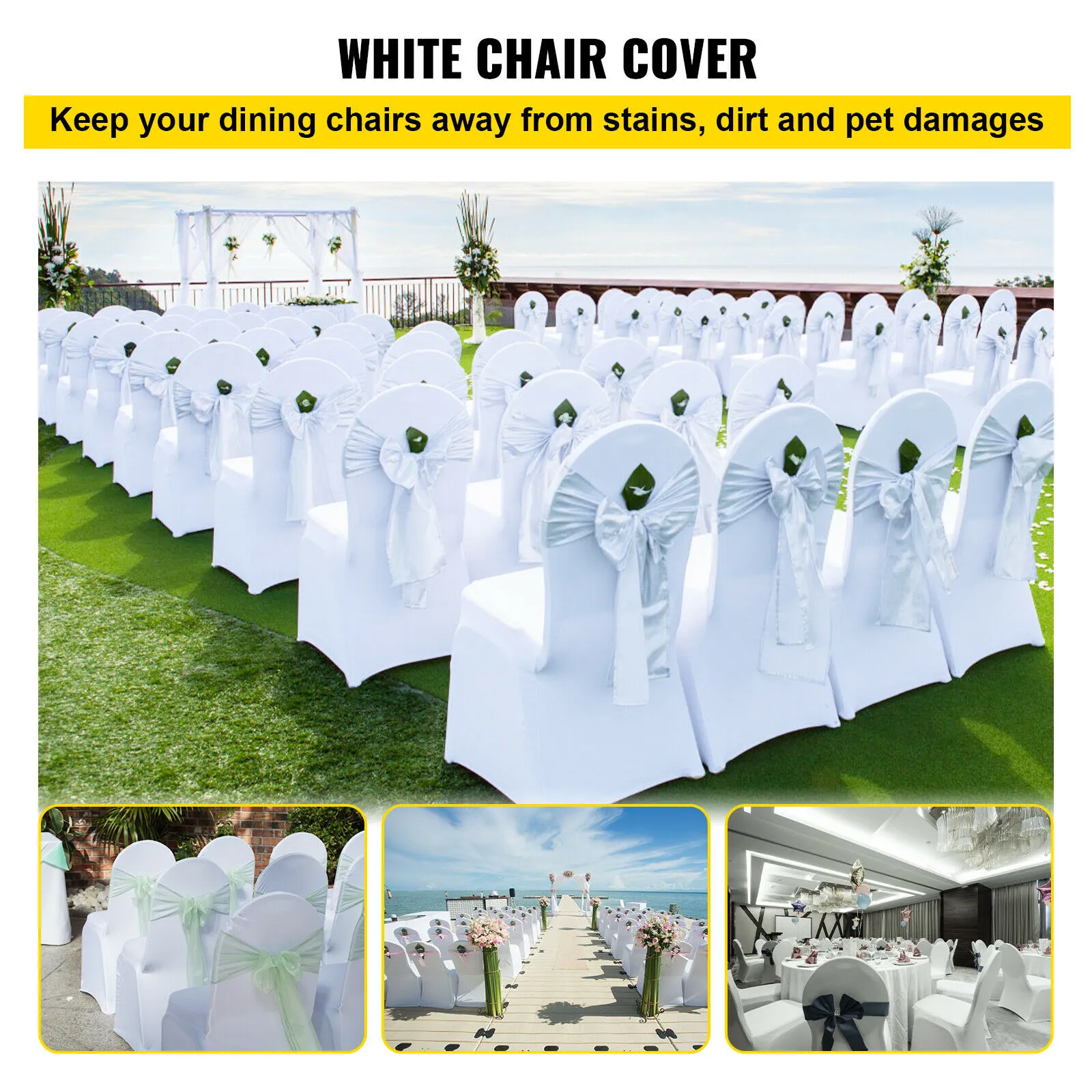 Wedding Chair Covers Spandex 50 or 100 pcs Stretch Slipcover for Restaurant Banquet Hotel Dining Party Universal Chair