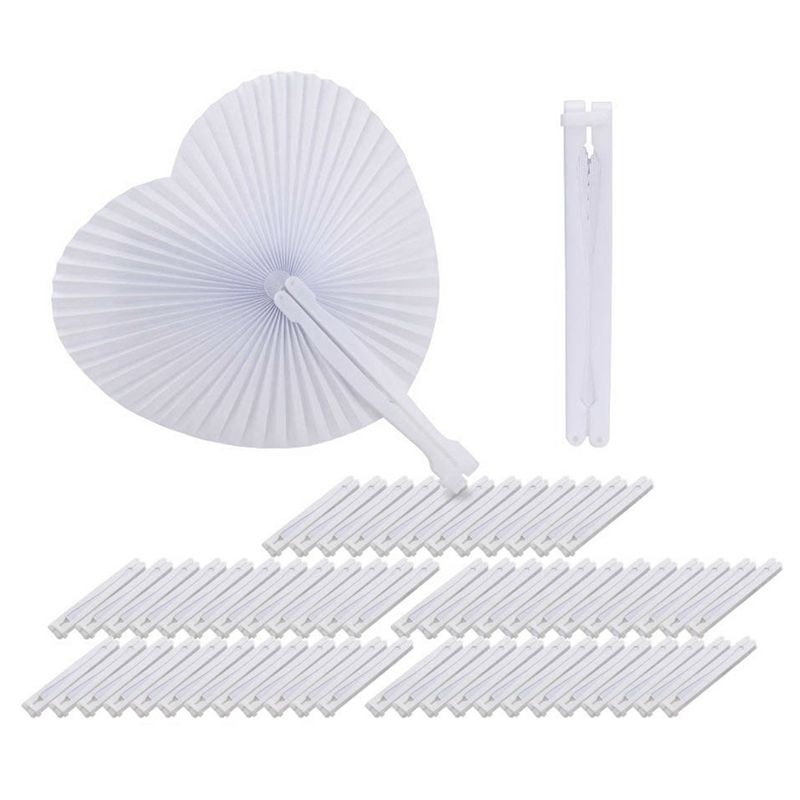 Wedding Fans 60PCS Paper Heart Fans
