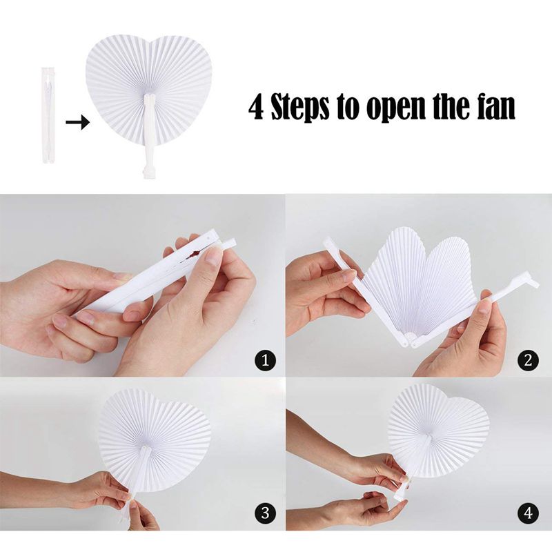 Wedding Fans 60PCS Paper Heart Fans Wedding Fans 60PCS Paper Heart Fans