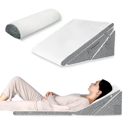 Wedge Pillow Set for Acid Reflux Gerd Snoring Back Knee Pain Adjustable Folding Triangle Pillow Headrest for Sleeping Wedge Pillow Set for Acid Reflux Gerd Snoring Back Knee Pain Adjustable Folding Triangle Pillow Headrest for Sleeping