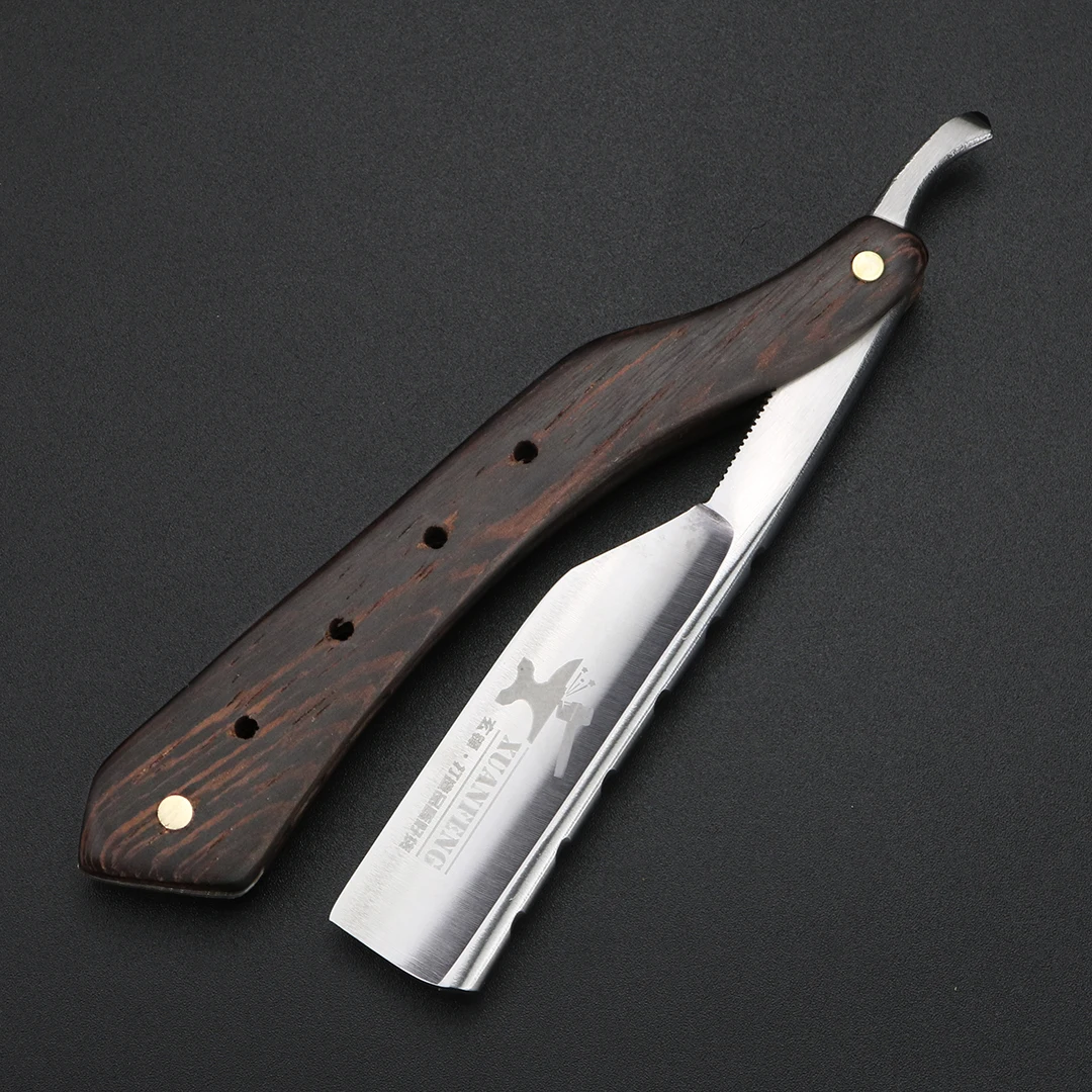 Wenge Wooden Handle Folding Razor Hardened Steel High Hardness Sharp Straight Razor Men's Razor Wenge Wooden Handle Folding Razor Hardened Steel High Hardness Sharp Straight Razor Men's Razor