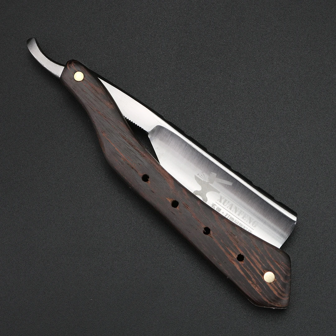 Wenge Wooden Handle Folding Razor Hardened Steel High Hardness Sharp Straight Razor Men's Razor Wenge Wooden Handle Folding Razor Hardened Steel High Hardness Sharp Straight Razor Men's Razor