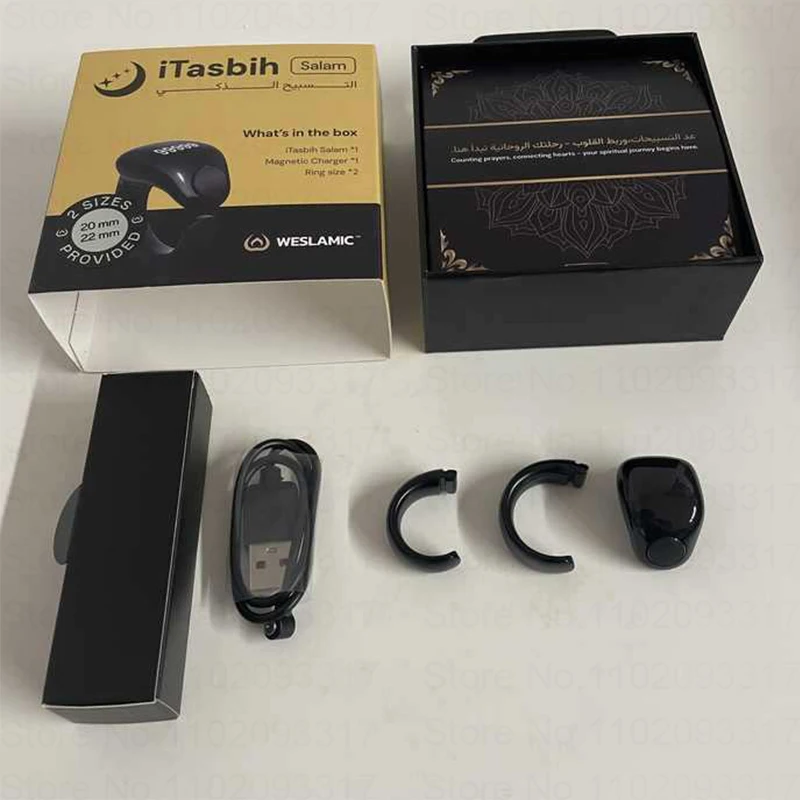 Weslamic Smart Tasbeeh Zikr Ring Islamic Tally Digital Counter for Muslims Praise Prayer Reminder Magnetic Charging
