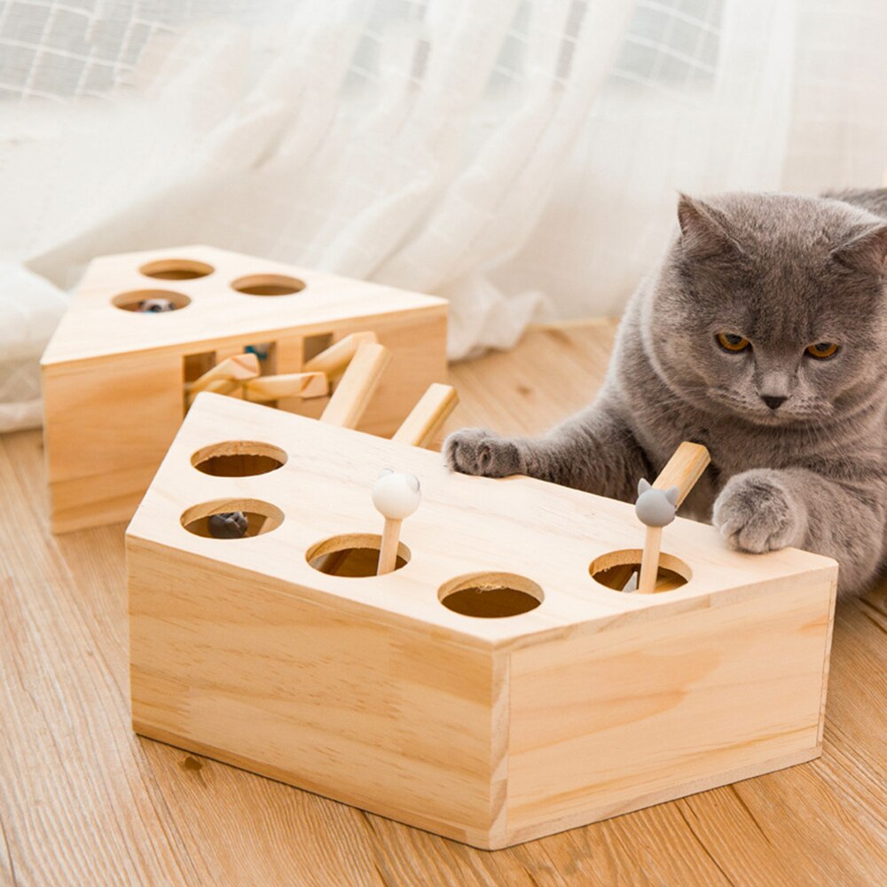 Whack A Mole Cat Toy Wooden Play Toy Whack A Mole Cat Toy Wooden Play Toy