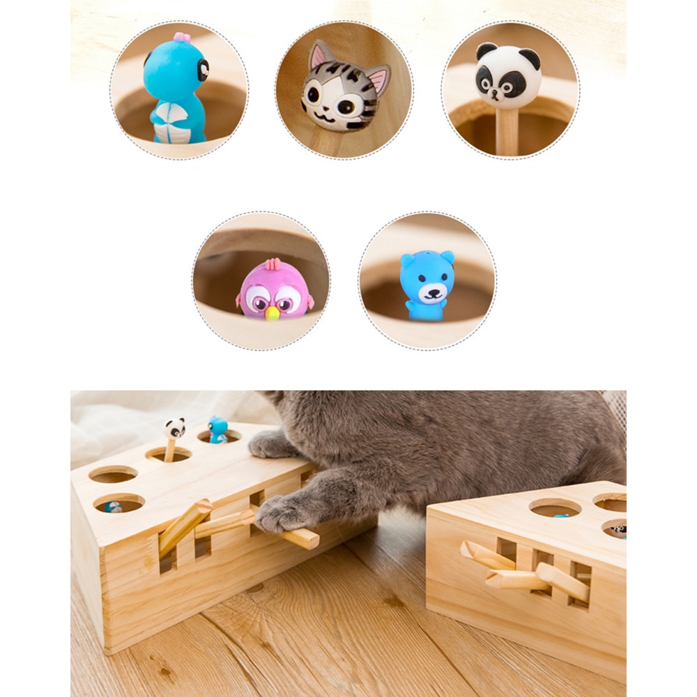 Whack A Mole Cat Toy Wooden Play Toy Whack A Mole Cat Toy Wooden Play Toy