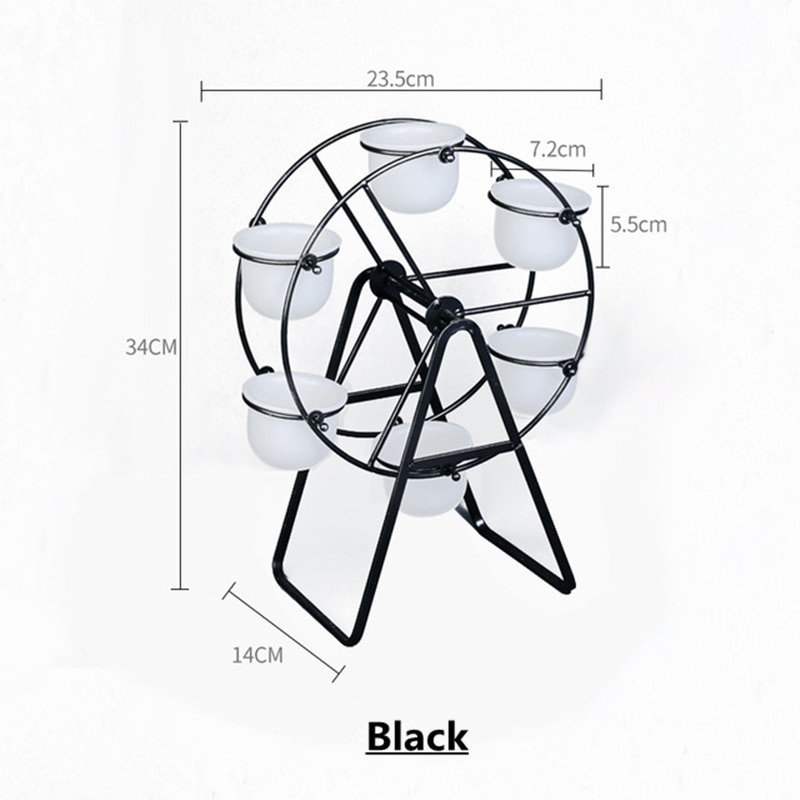 Wheel Plant Stand with White Ceramic Pots Wheel Plant Stand with White Ceramic Pots