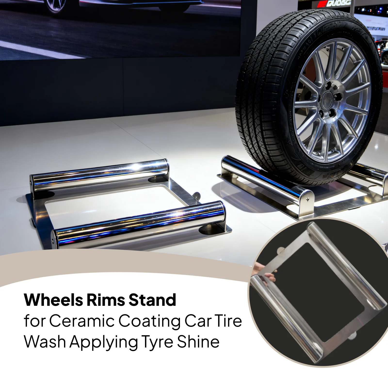 Wheels Rims Stand Garage Accessory Wheel Detailing Stand for Rim Cleaning Applying Tyre Shine Car Tire Wash Ceramic