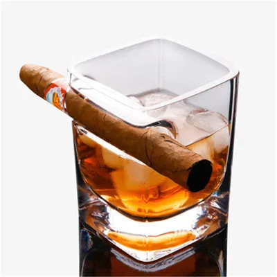 Whiskey Glass With Cigar Holder Whiskey Glass With Cigar Holder