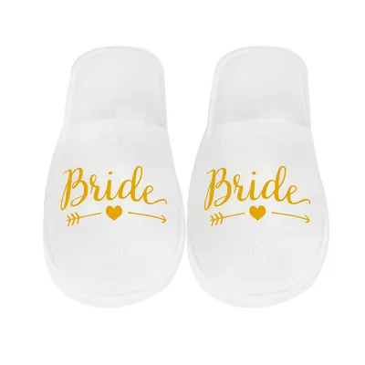 White and Gold Bridal Party Slippers White and Gold Bridal Party Slippers