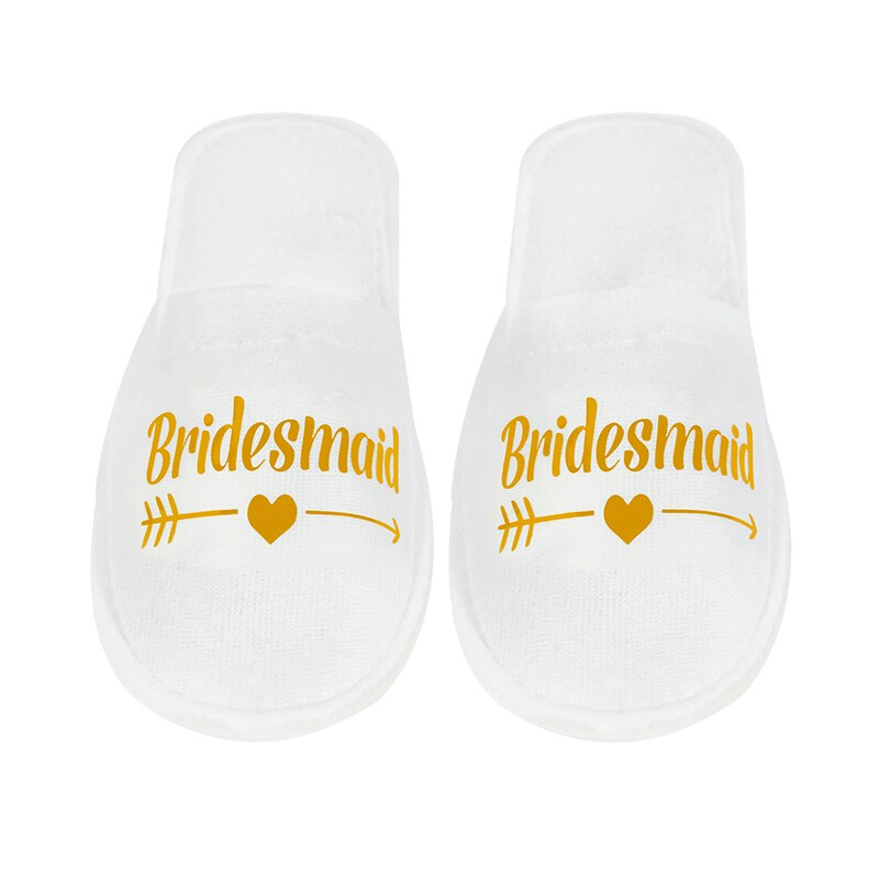 White and Gold Bridal Party Slippers White and Gold Bridal Party Slippers