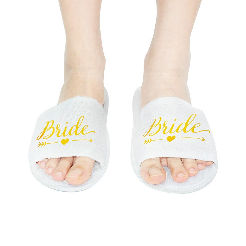 White and Gold Bridal Party Slippers White and Gold Bridal Party Slippers