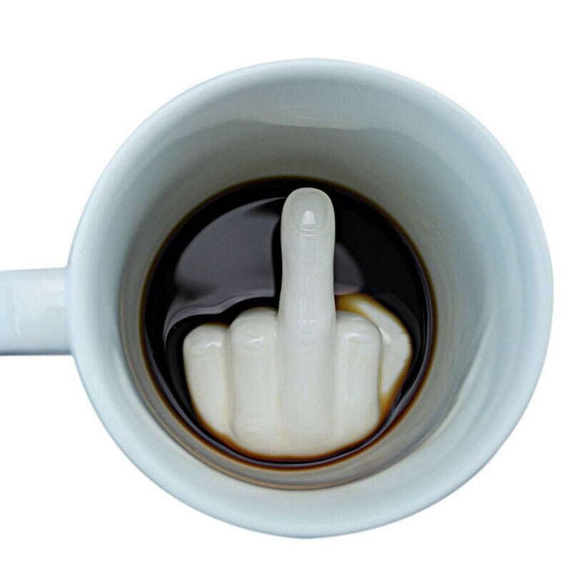White Ceramic Middle Finger Coffee Mug