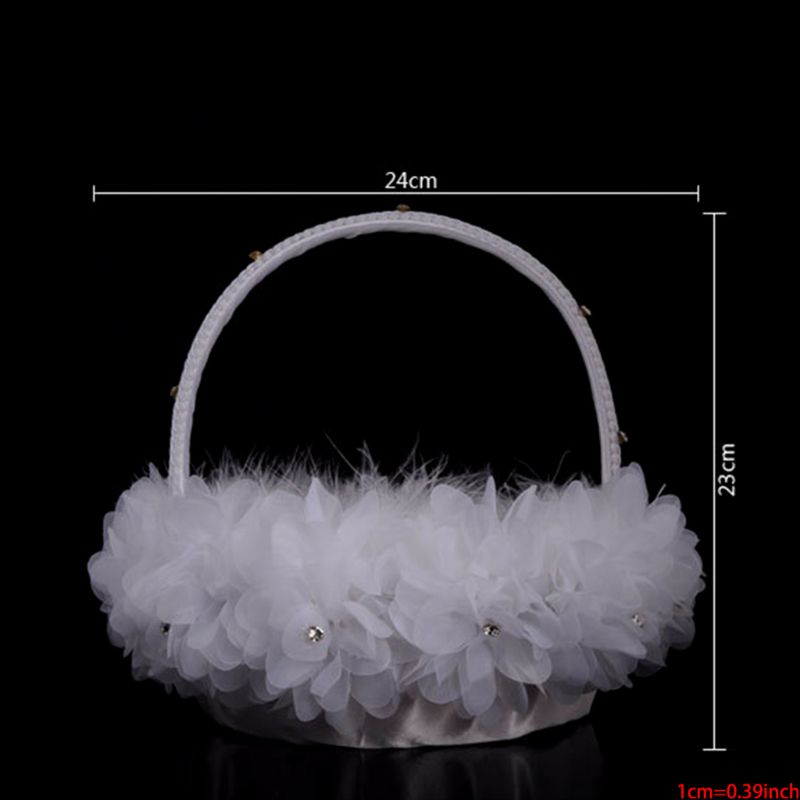White Fabric Lace Flower Basket for Wedding White Fabric Lace Flower Basket for Wedding