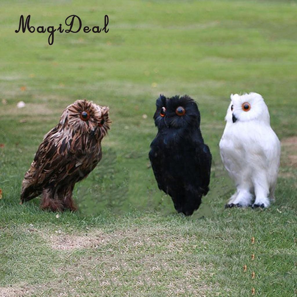 White Feathered Realistic Fake Owl for Garden