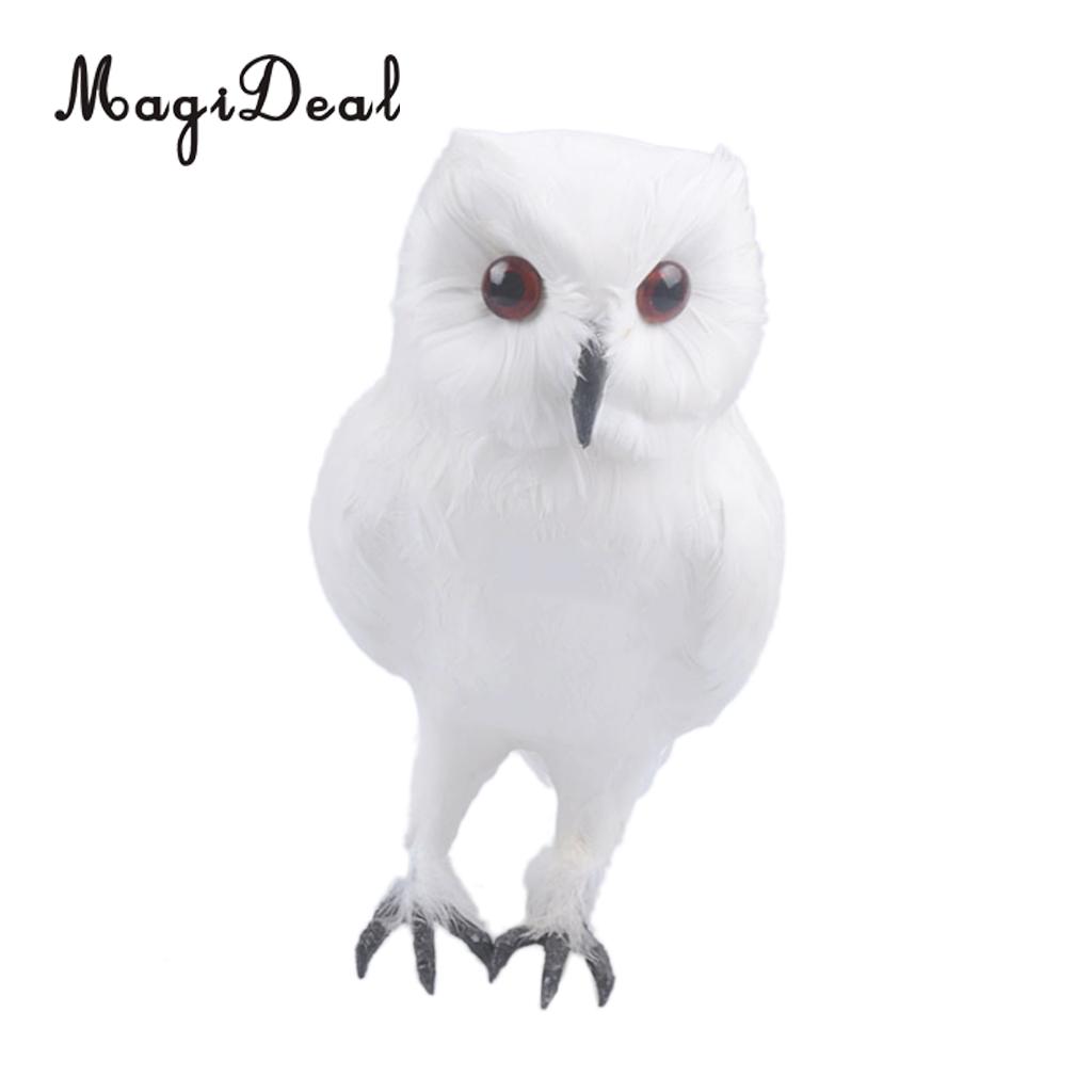 White Feathered Realistic Fake Owl for Garden